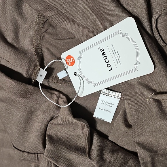 Locube Brownish Tan Drawstring High Waist Lounge Pants Size Small NWT - Picture 4 of 6